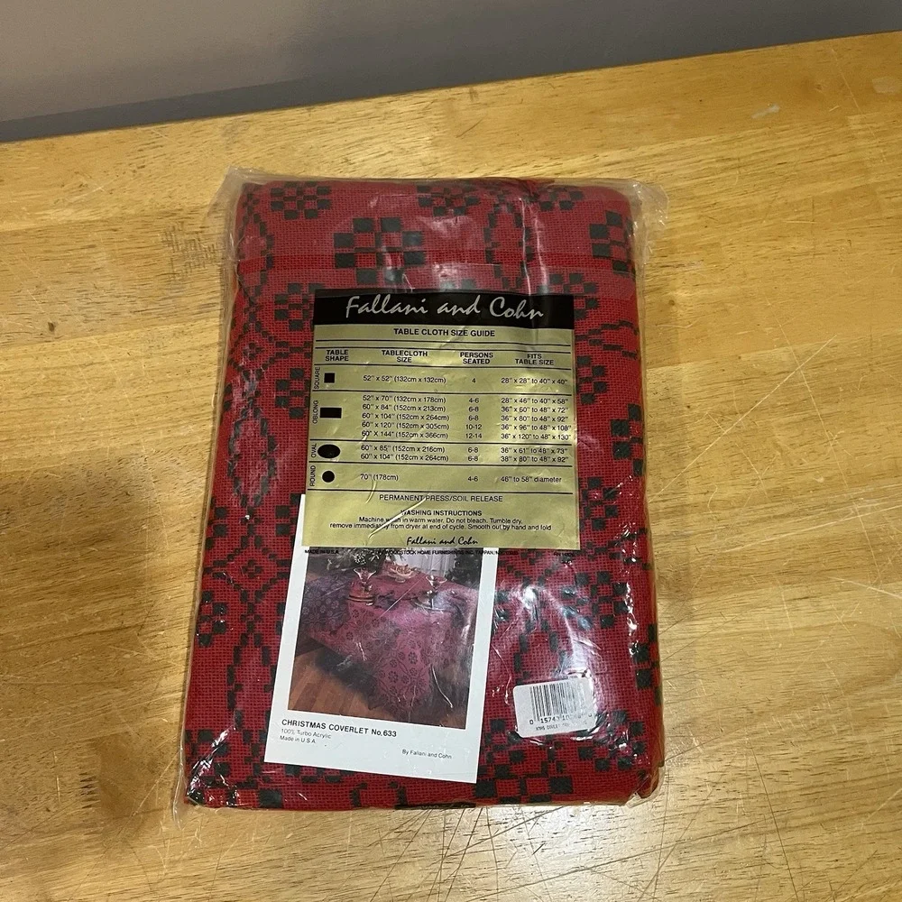 Vtg Fallani & Cohn Holiday Weave Tablecloth Christmas Red Green Homespun‎ Oblong